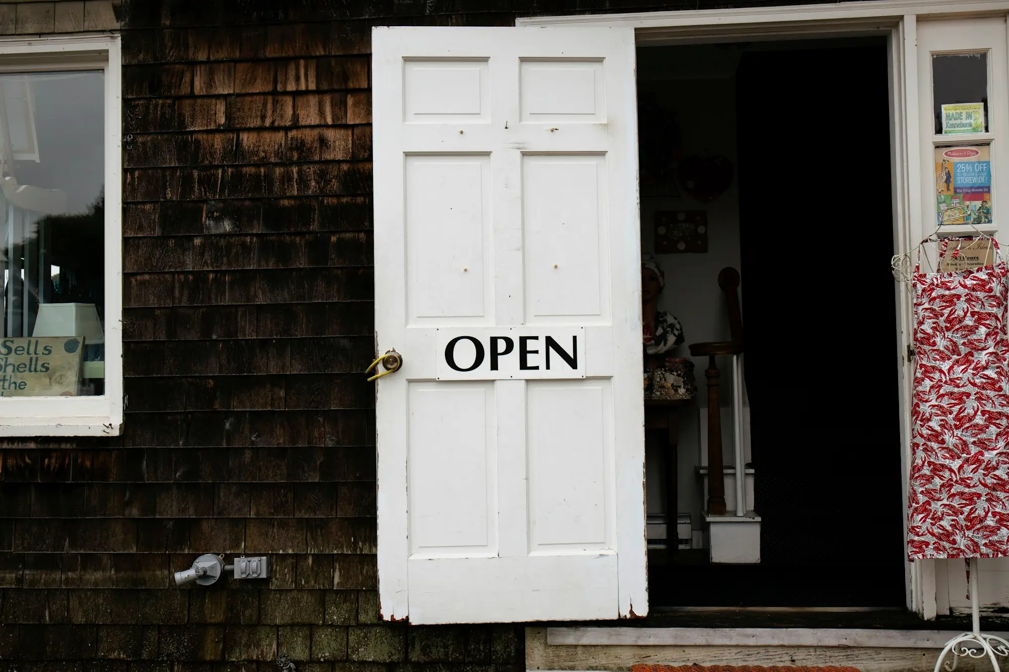 Open door of a newly opened small shop